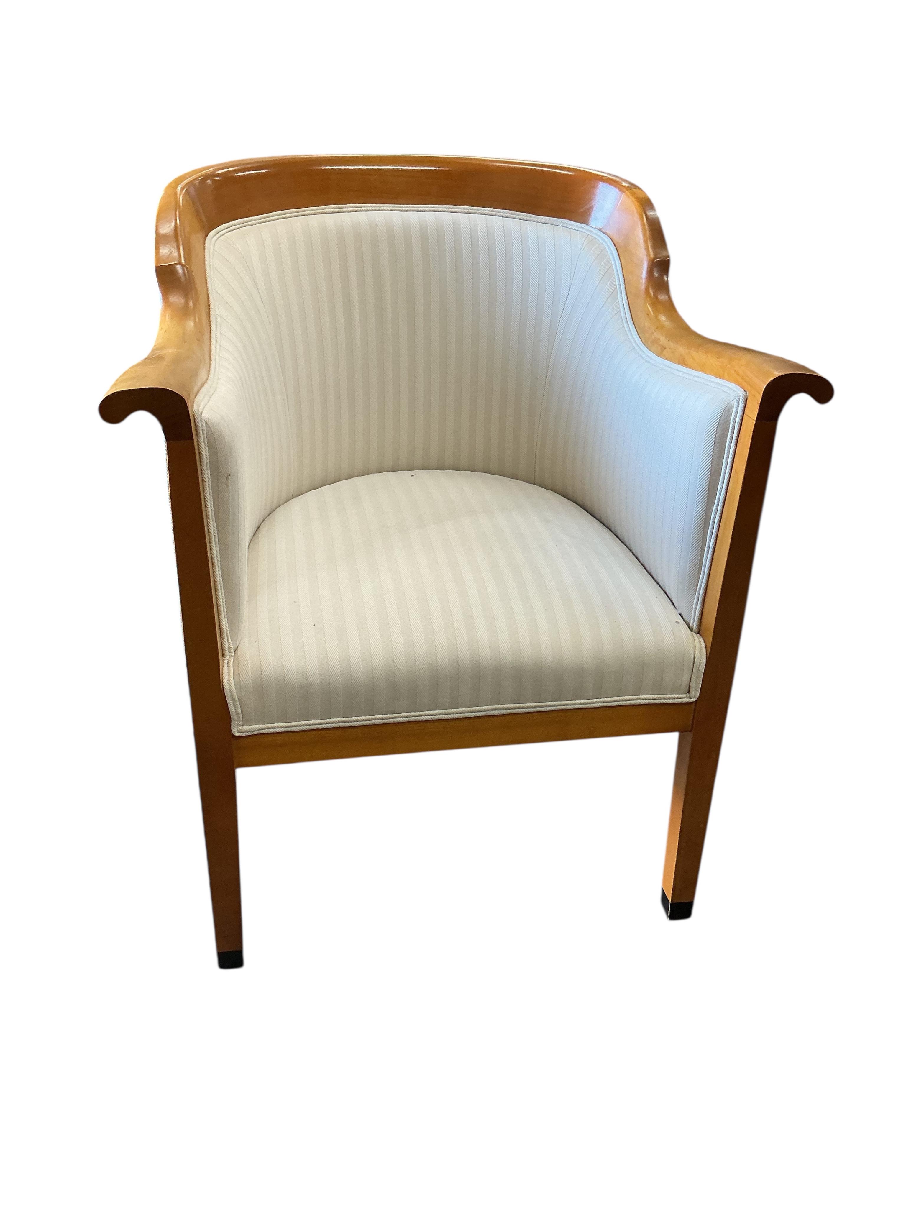 A pair of Contemporary OKA upholstered armchairs, width 69cm, depth 60cm, height 85cm